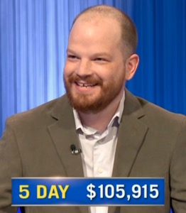 Ben Ganger, today's Jeopardy! winner (for the May 5, 2025 game.)
