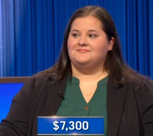 Sarah Gillis, today's Jeopardy! winner (for the May 6, 2025 game.)