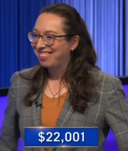 Jackie Rogoff, today's Jeopardy! winner (for the June 9, 2025 game.)