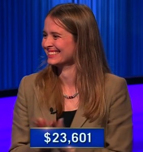 Allegra Hill, today's Jeopardy! winner (for the October 13, 2025 game.)
