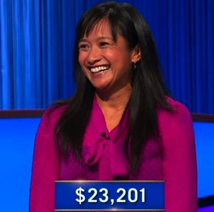 Cindy del Rosario, today's Jeopardy! winner (for the October 16, 2025 game.)