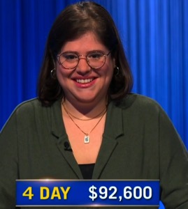 Allegra Kuney, today's Jeopardy! winner (for the November 10, 2025 game.)