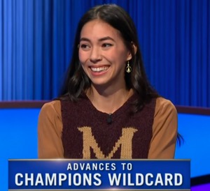 Michelle Tsai, today's Jeopardy! winner (for the December 26, 2025 game.)