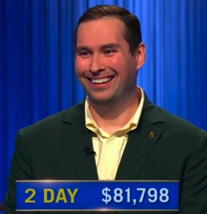 James Denison, today's Jeopardy! winner (for the March 9, 2026 game.)