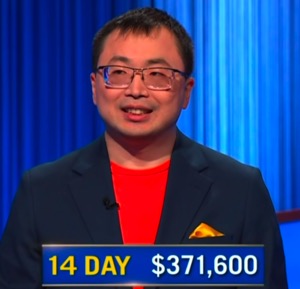 Jamie Ding, today's Jeopardy! winner (for the April 1, 2026 game.)