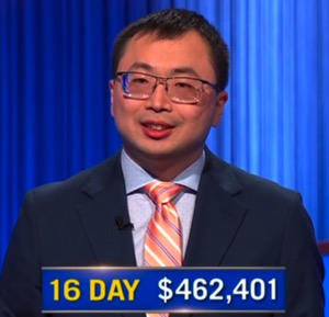 Jamie Ding, today's Jeopardy! winner (for the April 3, 2026 game.)